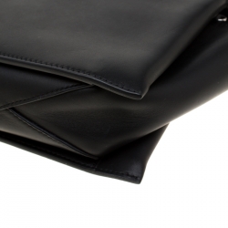 Pre Owned Celine Black Leather Trifold Chain Clutch