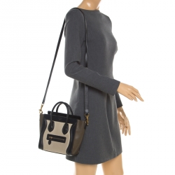 مملوكة مسبقًا حقيبة يد سيلين لاغدغ نانو جلد ثعبان خضراء