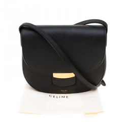 Pre Owned Celine Black Leather Small Trotteur Crossbody Bag