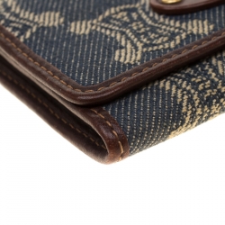مملوكة مسبقًا Celine Blue/Brown Macadam Denim and Leather Compact Wallet