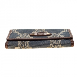 مملوكة مسبقًا Celine Blue/Brown Macadam Denim and Leather Compact Wallet