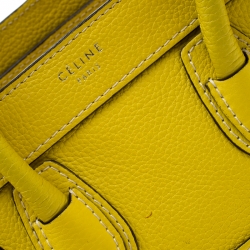 Pre Owned Celine Yellow Leather Nano Luggage Tote