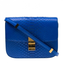 مملوكة مسبقًا Celine Blue Python Medium Classic Box Shoulder Bag