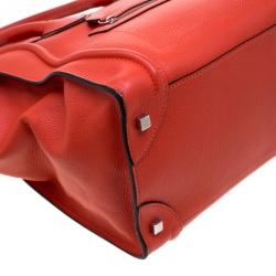 Pre Owned Celine Orange Leather Mini Luggage Tote