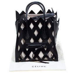 Pre Owned Celine Black Cutout Leather Medium Phantom Luggage Tote