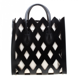 Pre Owned Celine Black Cutout Leather Medium Phantom Luggage Tote