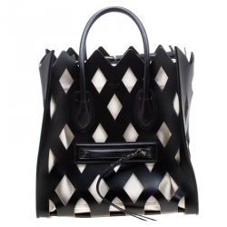 Pre Owned Celine Black Cutout Leather Medium Phantom Luggage Tote