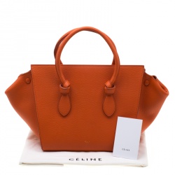 Pre Owned Celine Burnt Orange Leather Mini Tie Tote