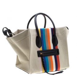 Pre Owned Celine Multicolor Striped Canvas Medium Phantom Luggage Tote