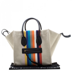Pre Owned Celine Multicolor Striped Canvas Medium Phantom Luggage Tote