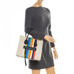 Pre Owned Celine Multicolor Striped Canvas Medium Phantom Luggage Tote