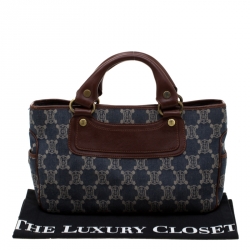 Pre Owned Celine Blue/Brown Macadam Denim and Leather Boogie Tote