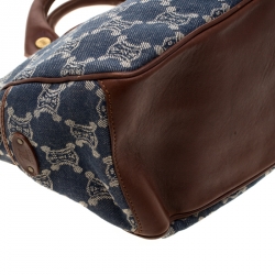 Pre Owned Celine Blue/Brown Macadam Denim and Leather Boogie Tote