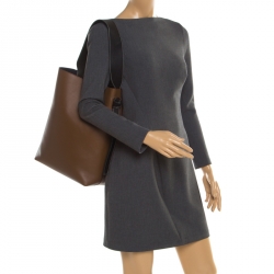 Pre Owned Celine Tri Color Leather Twisted Cabas Tote