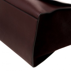 Pre Owned Celine Burgundy Leather and Suede Medium Trapeze Bag