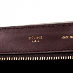 Pre Owned Celine Burgundy Leather and Suede Medium Trapeze Bag