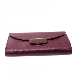 Pre Owned Celine Burgundy Leather Trotteur Clutch