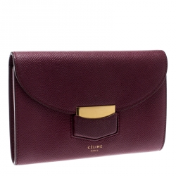 Pre Owned Celine Burgundy Leather Trotteur Clutch