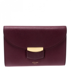 Pre Owned Celine Burgundy Leather Trotteur Clutch