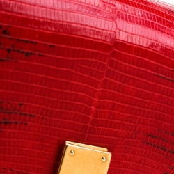 Celine Red Lizard Small Classic Box Flap Bag