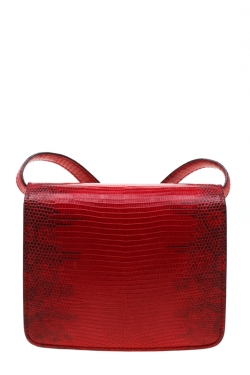 Celine Red Lizard Small Classic Box Flap Bag