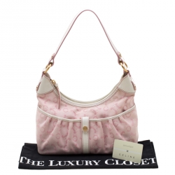 Celine Pink/White Macadam Canvas Hobo