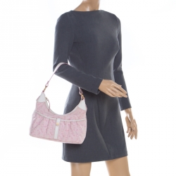 Celine Pink/White Macadam Canvas Hobo