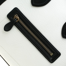Pre Owned Celine Black/White Leather Mini Luggage Tote
