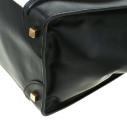 Pre Owned Celine Black/White Leather Mini Luggage Tote