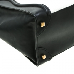 Pre Owned Celine Black/White Leather Mini Luggage Tote