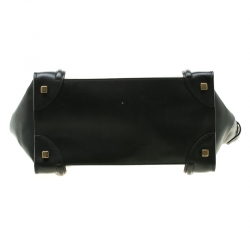 Pre Owned Celine Black/White Leather Mini Luggage Tote