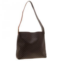 Pre Owned Celine Brown Macadam Coated Canvas Shoulder Bag