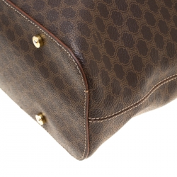 Pre Owned Celine Brown Macadam Coated Canvas Shoulder Bag