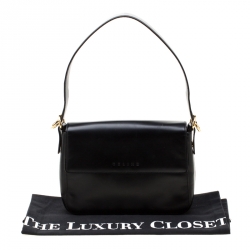 Pre Owned Celine Black Leather Flap Shoulder Bag