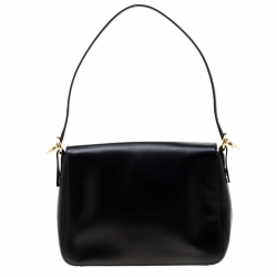 Pre Owned Celine Black Leather Flap Shoulder Bag