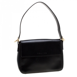 Pre Owned Celine Black Leather Flap Shoulder Bag