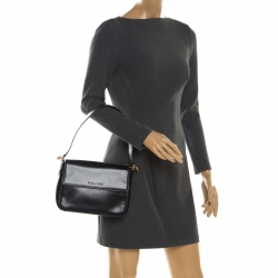 Pre Owned Celine Black Leather Flap Shoulder Bag