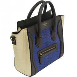 مملوكة مسبقًا حقيبة يد سيلين نانو لاغيدج جلد ثعبان و جلد ثلاثي اللون