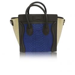 مملوكة مسبقًا حقيبة يد سيلين نانو لاغيدج جلد ثعبان و جلد ثلاثي اللون