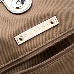 مملوكة مسبقًا حقيبة يد سيلين شوبر نقش تمساح وكانفاس ماكادام بيج فاتحة/ بيج