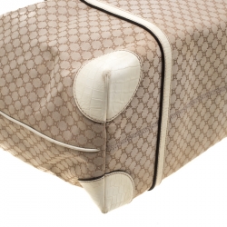 مملوكة مسبقًا حقيبة يد سيلين شوبر نقش تمساح وكانفاس ماكادام بيج فاتحة/ بيج