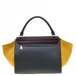 Pre Owned Celine Tri Color Leather and Suede Medium Trapeze Bag