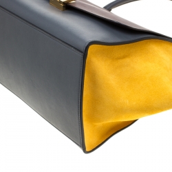 Pre Owned Celine Tri Color Leather and Suede Medium Trapeze Bag