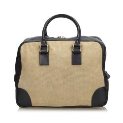 Pre Owned Celine Two Tone Canvas and Leather Top Handle Bag
