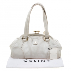 Pre Owned حقيبة سيلين فريم جلد أبيض