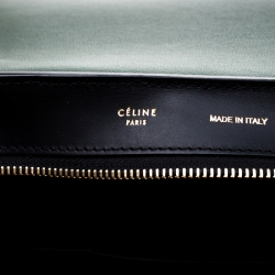 Pre Owned Celine Black/Green Leather and Suede Medium Trapeze Tote