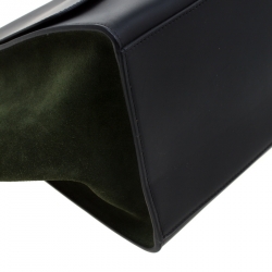 Pre Owned Celine Black/Green Leather and Suede Medium Trapeze Tote