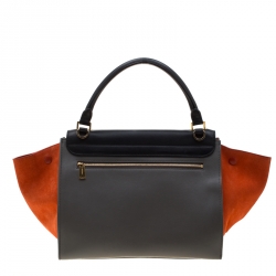 Pre Owned Celine Tricolor Leather and Suede Medium Trapeze Bag