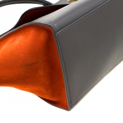 Pre Owned Celine Tricolor Leather and Suede Medium Trapeze Bag