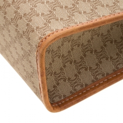 Pre Owned Celine Beige/Tan Coated Canvas and Leather Clutch